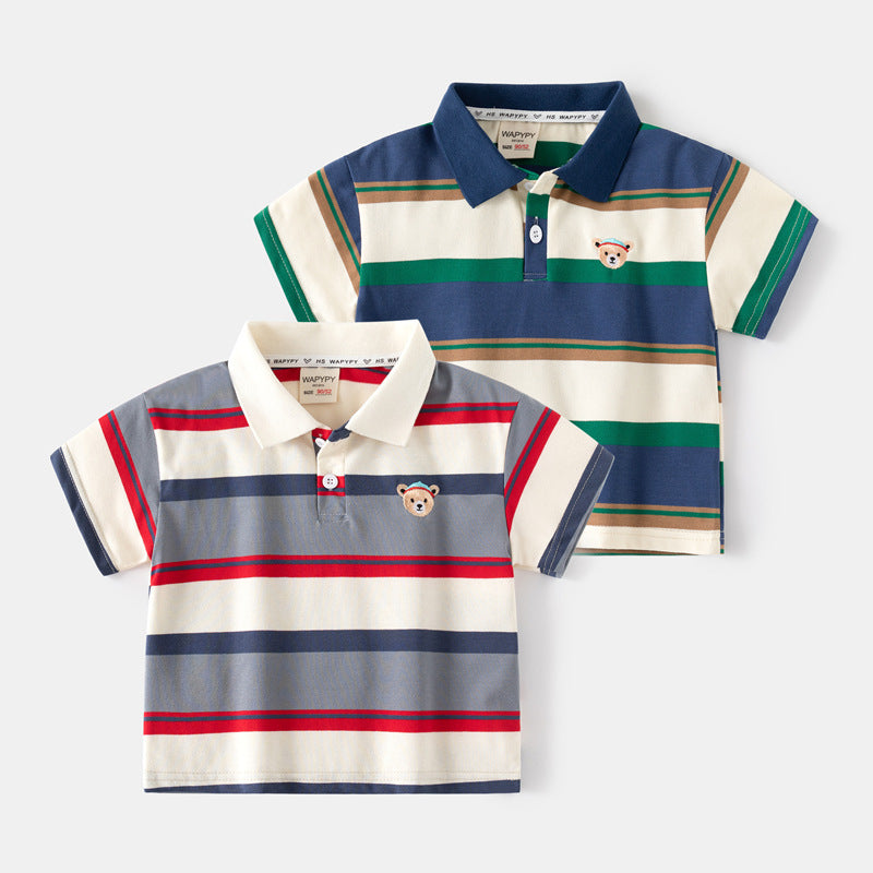 Camisa polo listrada Meninos